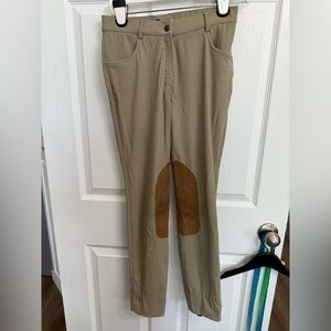 Ovation Breeches Kids Youth 16 Equestrian Horse Riding Pants Tan Patches